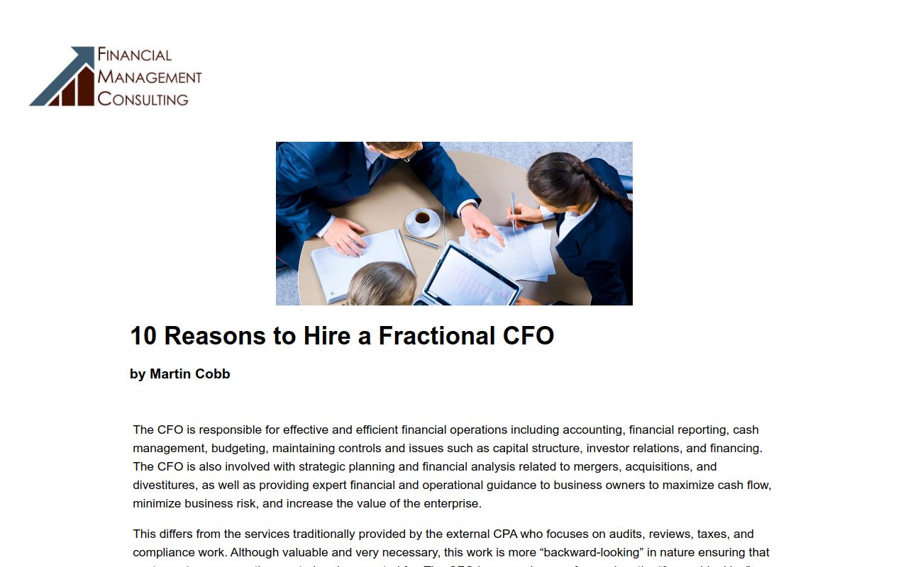 10 Reason to Hire a Fractional CFO